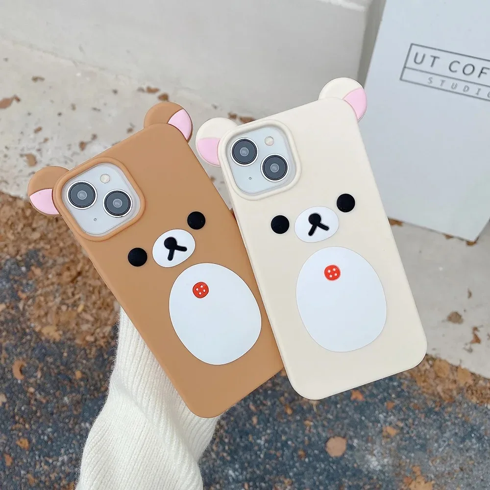 Charming 3D Cartoon Rilakkuma Bear Soft Silicone Phone Case Cover