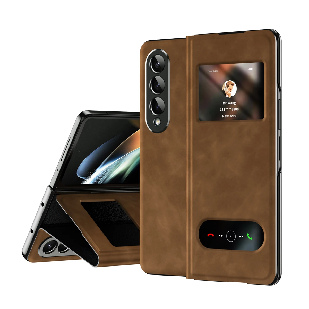 Роскошный чехол-книжка с окошком для экрана для Samsung Galaxy Z Fold 4, кожаный чехол Z Fold 5 3 2 (art.: 3920bf2d9d5ce) - 3920bf2d9d5ce