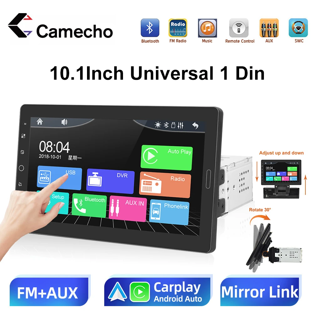 Paine Gillic prachtig Spektakel Camecho 10.1 " 1 Din Autoradio Apple Carplay Android Auto Car Radio  Rotatable Screen For Universal Car Stereo Video Multimedia - Car Multimedia  Player - AliExpress