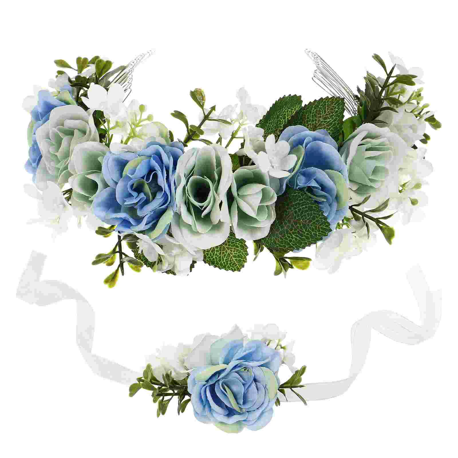 

Wreaths and Bracelets for Women Garland Wedding Flower Girl Headpiece Cloth Crown Girls Miss