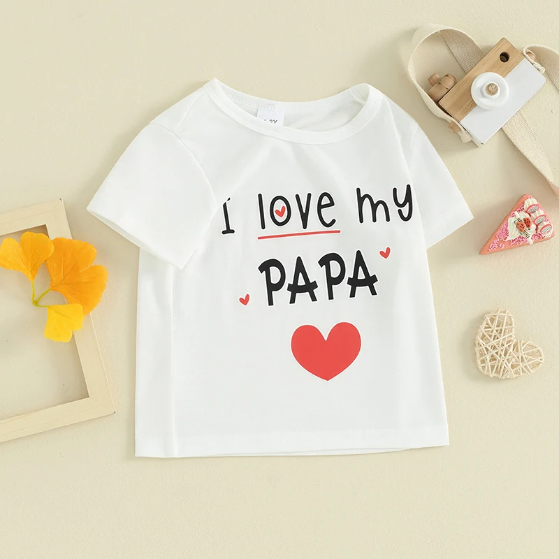 

Kids Happy Fathers Day Shirt I Love My Papa Tees Tops My First Fathers Day Gifts Short Sleeve Cute Summer Clothes