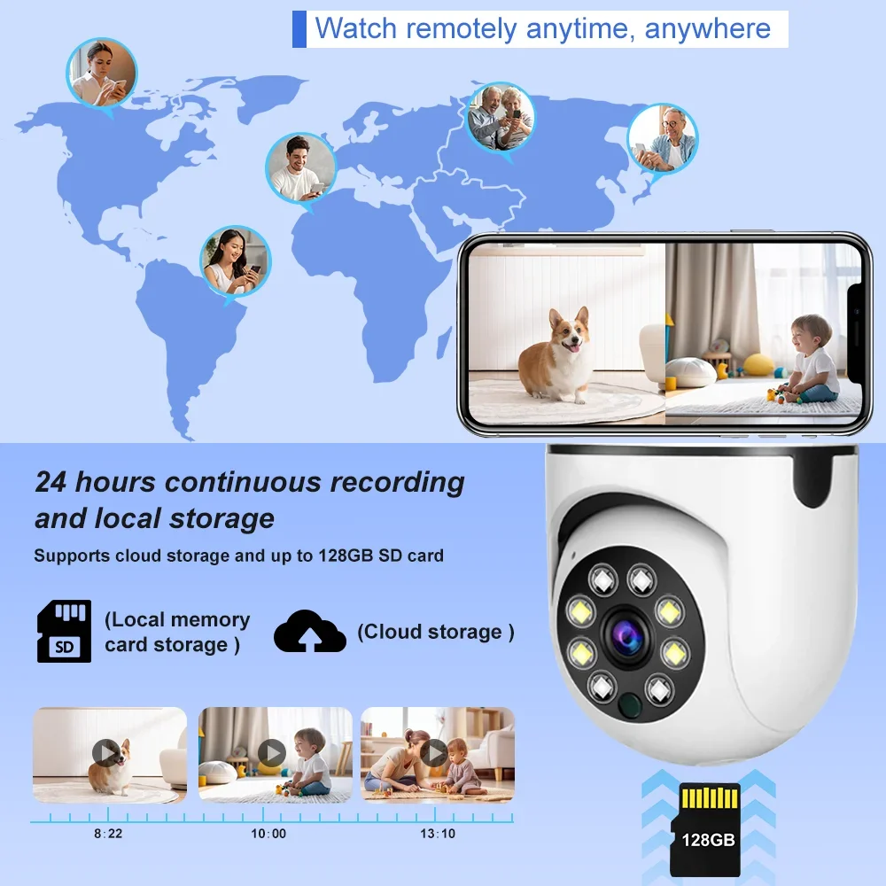 Tuya 6MP E27 Bulb WIFI Camera Dual Lens AI Human Tracking Voice Alarm Two-way Audio Dual Screen Smart Home Surveillance Camera 5