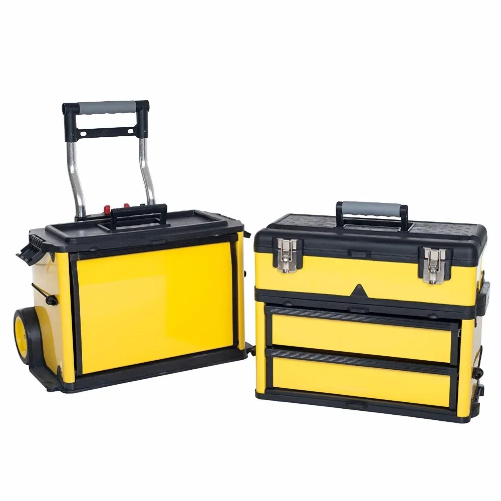 YyhcTool BoxHeavy Duty Stackable Storage Empty Tool Box Rolling Mobile Organizer Tools Case 6