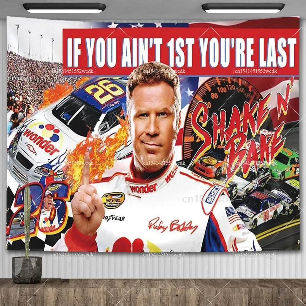 If You Ain't 1st First You're Last Banner Flag Tapestry Talladega Nights Ricky Bobby Wall Tapestry Aesthetic Decor Backdrops tapestry decor,wall flag decor