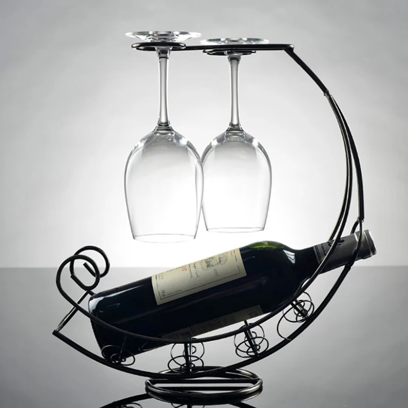 Creative  Bracket Display Metal Wine Rack Hanging Wine Glass Holder Bar Stand images - 6