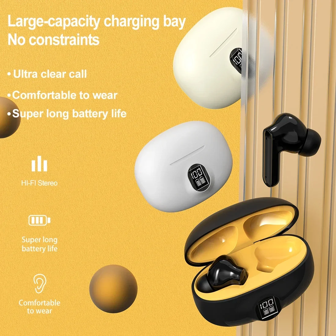 Description Picture 4 of itemTWS Wireless Bluetooth Earphone LED Display Stereo Headset Touch Control Earbuds Noise Reduction Sport Headphone For Smart Phone