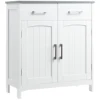 Kleankin Bathroom Floor Cabinet, Freestanding Linen Cabinet, Storage Cabinet with 2 Drawers, Double Doors, Adjustable Shelf 1