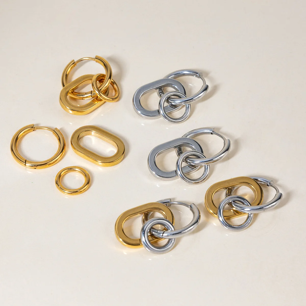 Mix Color Multi Circular Ring Hoop Earrings for Women Waterproof PVD Stainless Steel Huggie Ear Buckle Punk Retro Jewelry Bijoux