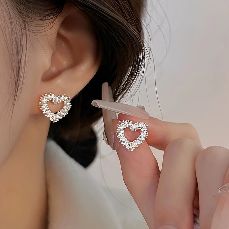Süße süße Herz Ohrstecker für Frauen Mode kleine Liebe Herz Ohrring Hochzeit einfache Ohr Piercing Zubehör Schmuck – Detail 12