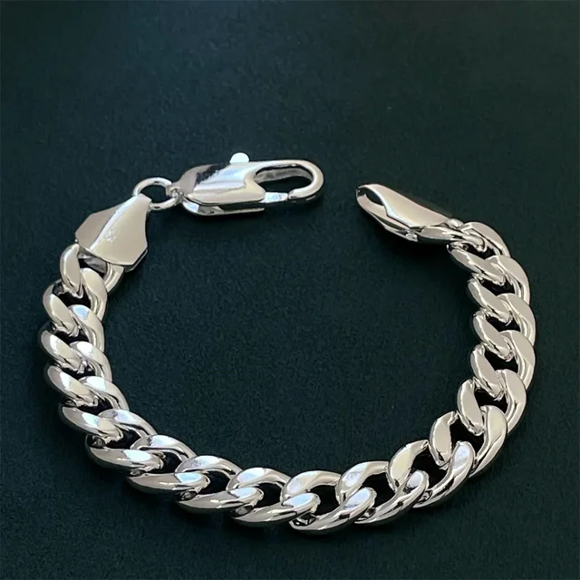 Argent Bracelet Homme Ã La Mode Bracelet En Argent Regardé 925