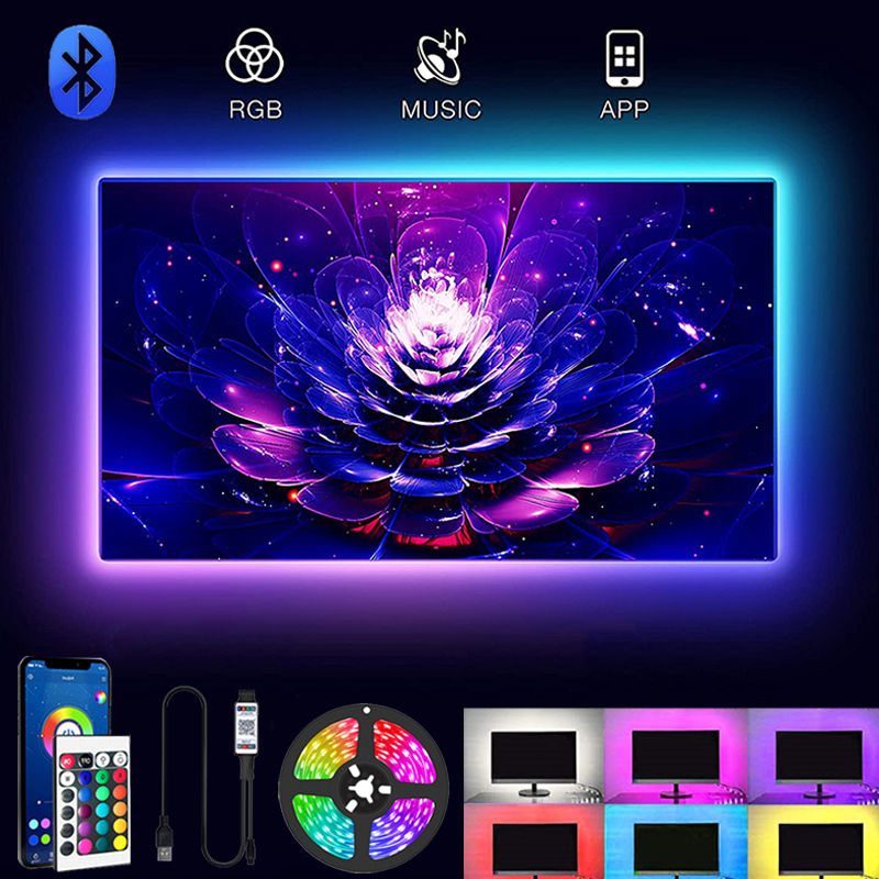 Led Strip Lights For TV Backlight Dimmable 5V RGB Led Tape Light USB Bluetooth Smart Remote Control 5050 RGB LED Ribbon Strip