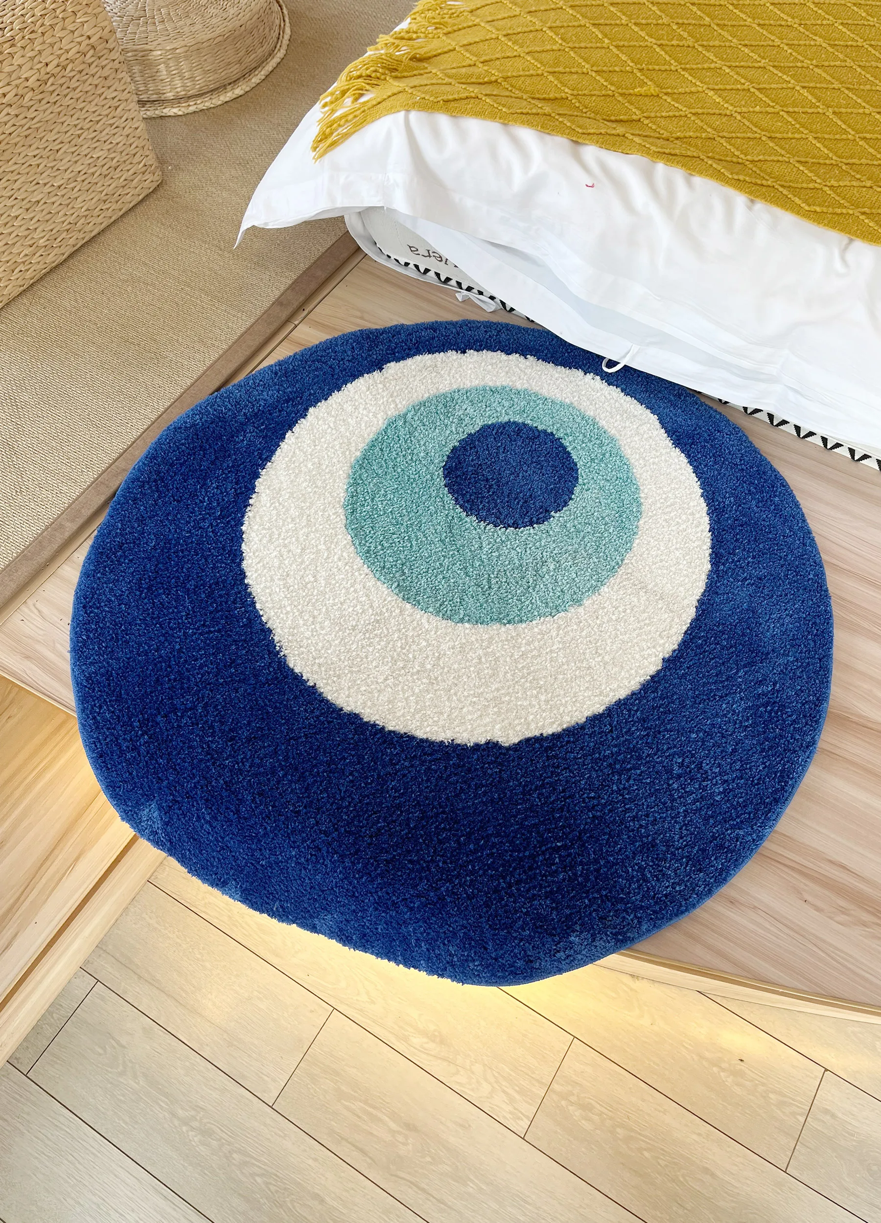 Blue Evil Eyes Circular Tufted Rug