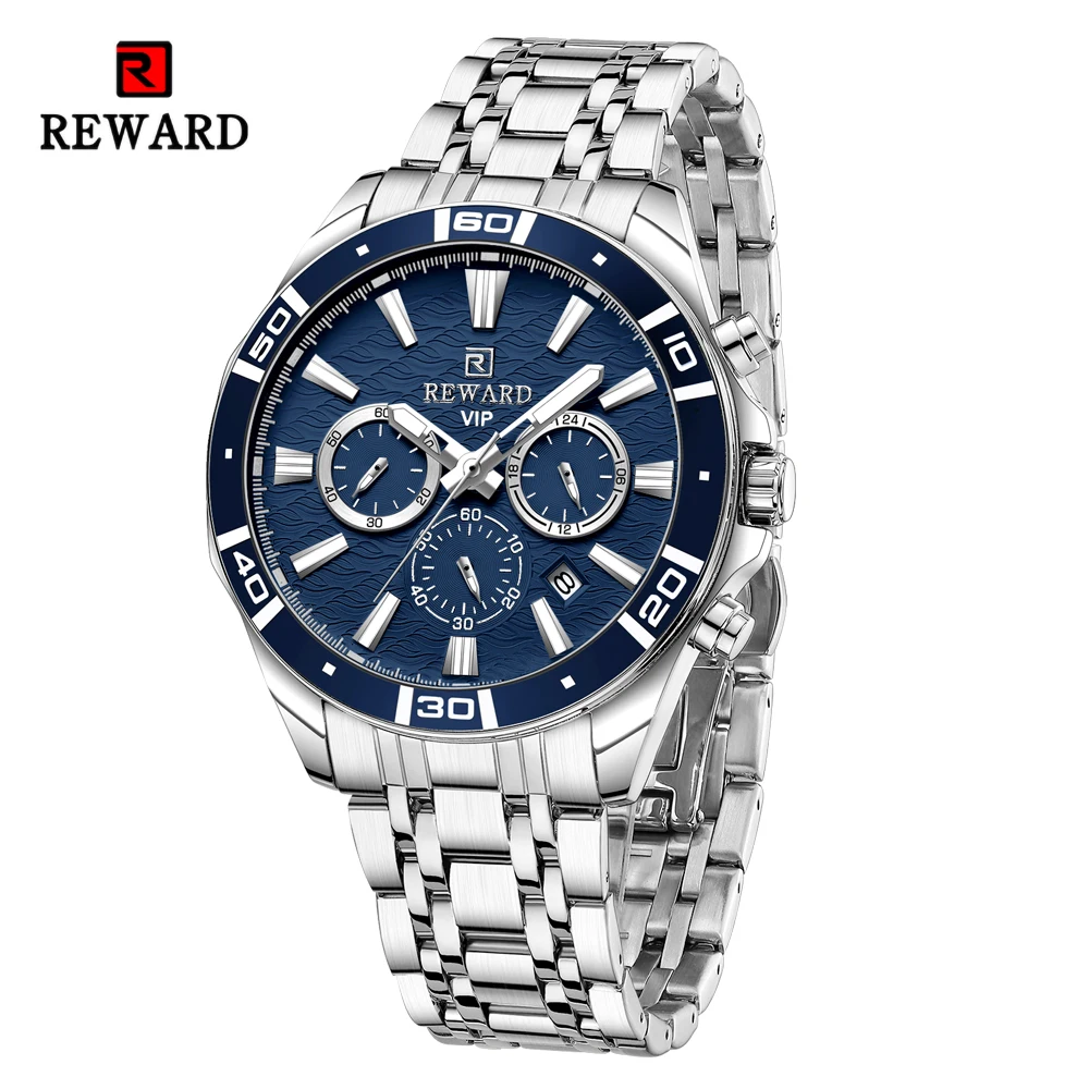 

New Design REWARD VIP Business Watches for Men Stainless Quartz Wristwatches Waterproof Chronograph Luminous Sport Wrist Watch