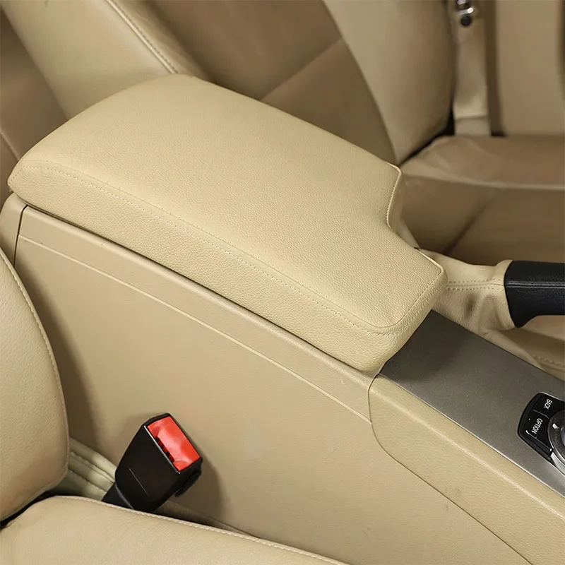 

For BMW 3 Series E90 2005-2012 ABS Leather Beige Car Armrest Box Cover Trim Stickers Car Accessories