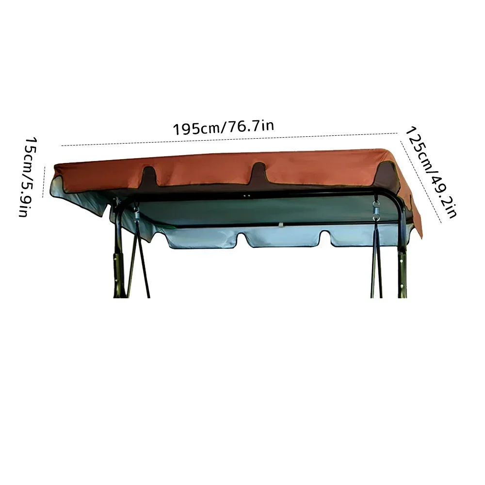 Outdoor Patio Swing Chair Canopy Replacement 3 Seater Garden Swing Seat Canopy Cover Waterproof Sun Shade Hammock Top Cover