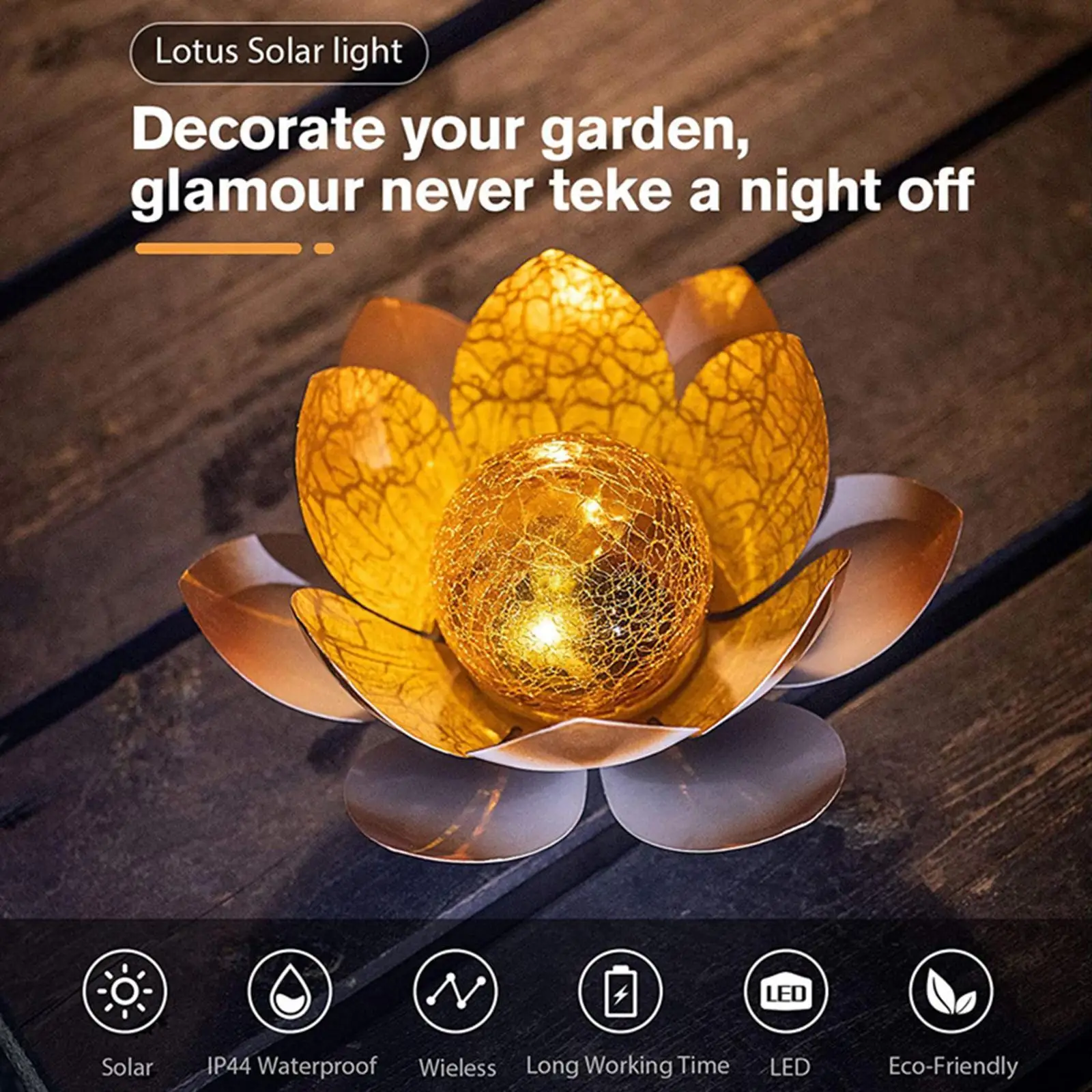 Solar Lawn Lamps Cracked Glass Ball Lotus Light Home Garden Decoration Lights Underground Outdoor Garden Yard Decor