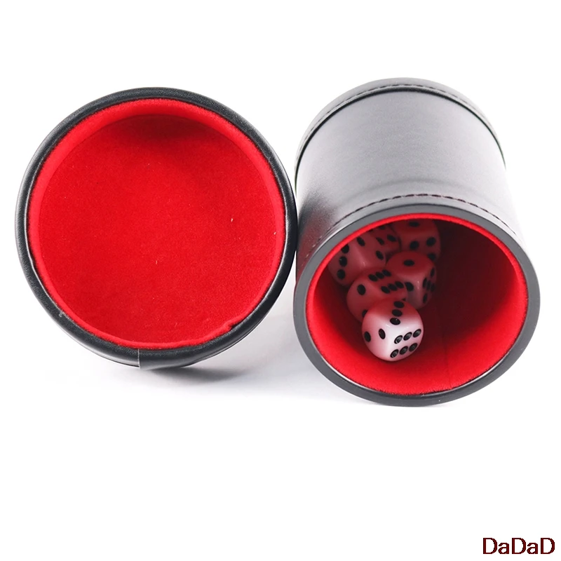 PU Leather Flannel Mute Dice Cups With 5pcs Dices Bar Game Supplies 1pcs