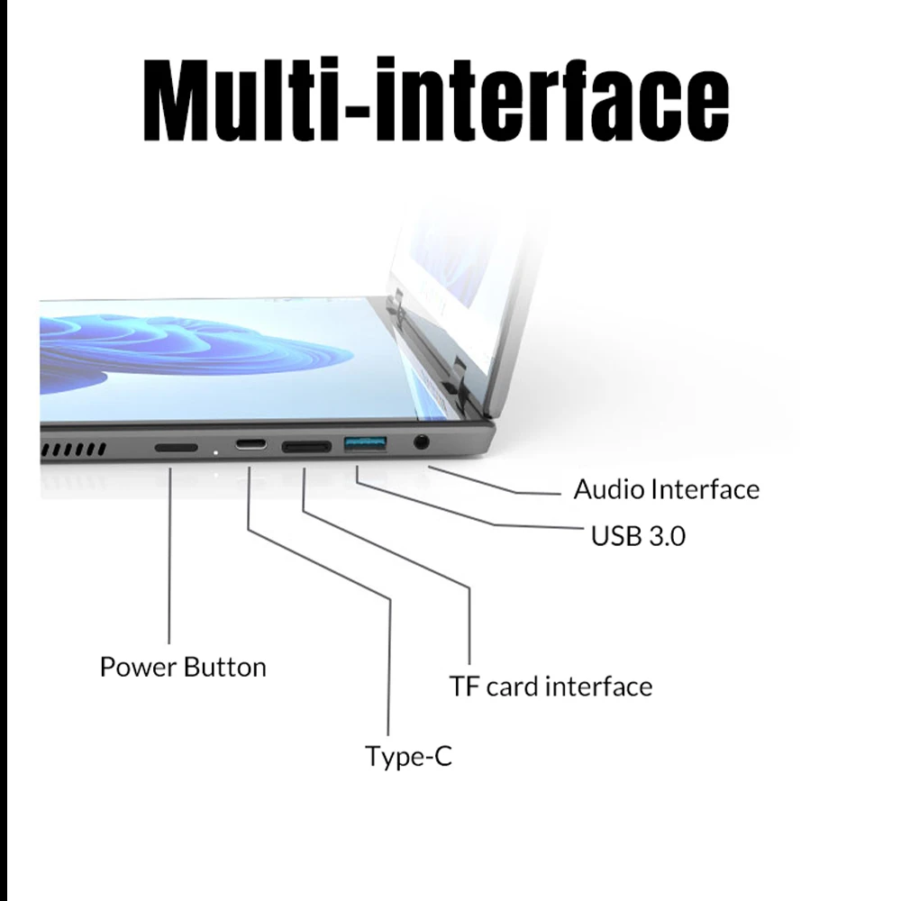 CRELANDER Mini Laptops 14 Inch 2240*1440 Double Touch Screen Intel Processor Foldable Tablet PC Windows11 Dual Screen Laptop 6