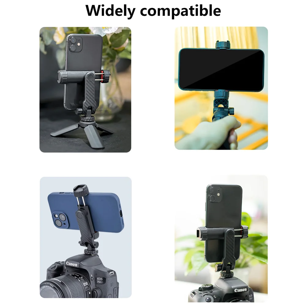 Phone Tripod Mount Holder for iPhone Camera 2 Cold Shoe Mobile Phone Clip for iPhone Android Sony Canon DJI Ronin Zhiyun Gimbals