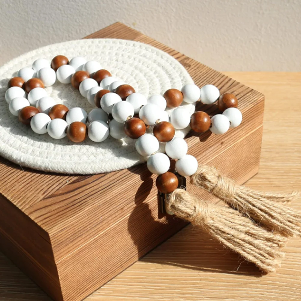 

2pcs Rustic Wood Beads Garland Wooden Beads Pendant Wood Beads Craft Home Decor