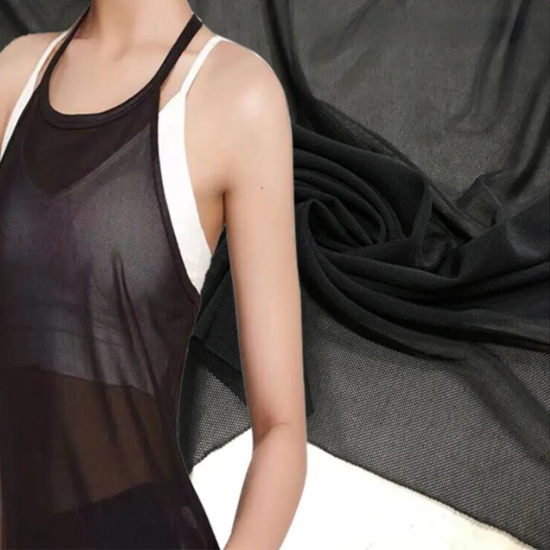 

High-Elastic Mesh Fabric 4Way Stretch Spandex Mesh Cloth for DIY Sewing Underwear Stockings Dance Gymnastics Clothing Net Fabric