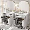 60" Modern White Bathroom Vanity Set With Double Vanities (Separate), Double Ceramic Sinks, Adjustable Shelf, Soft Close Doors A 2