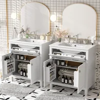 60" Modern White Bathroom Vanity Set With Double Vanities (Separate), Double Ceramic Sinks, Adjustable Shelf, Soft Close Doors A 2