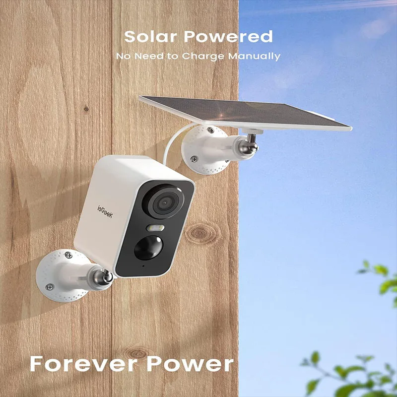 Telecamera Esterna Senza Fili A Energia Solare, 2K Con Visione Notturna A Colori E Faretti, PTZ 360° WiFi 2.4GHz, Sensore PIR, Batteria Ricaricabile, Impermeabile IP65, Supporto SD/Cloud