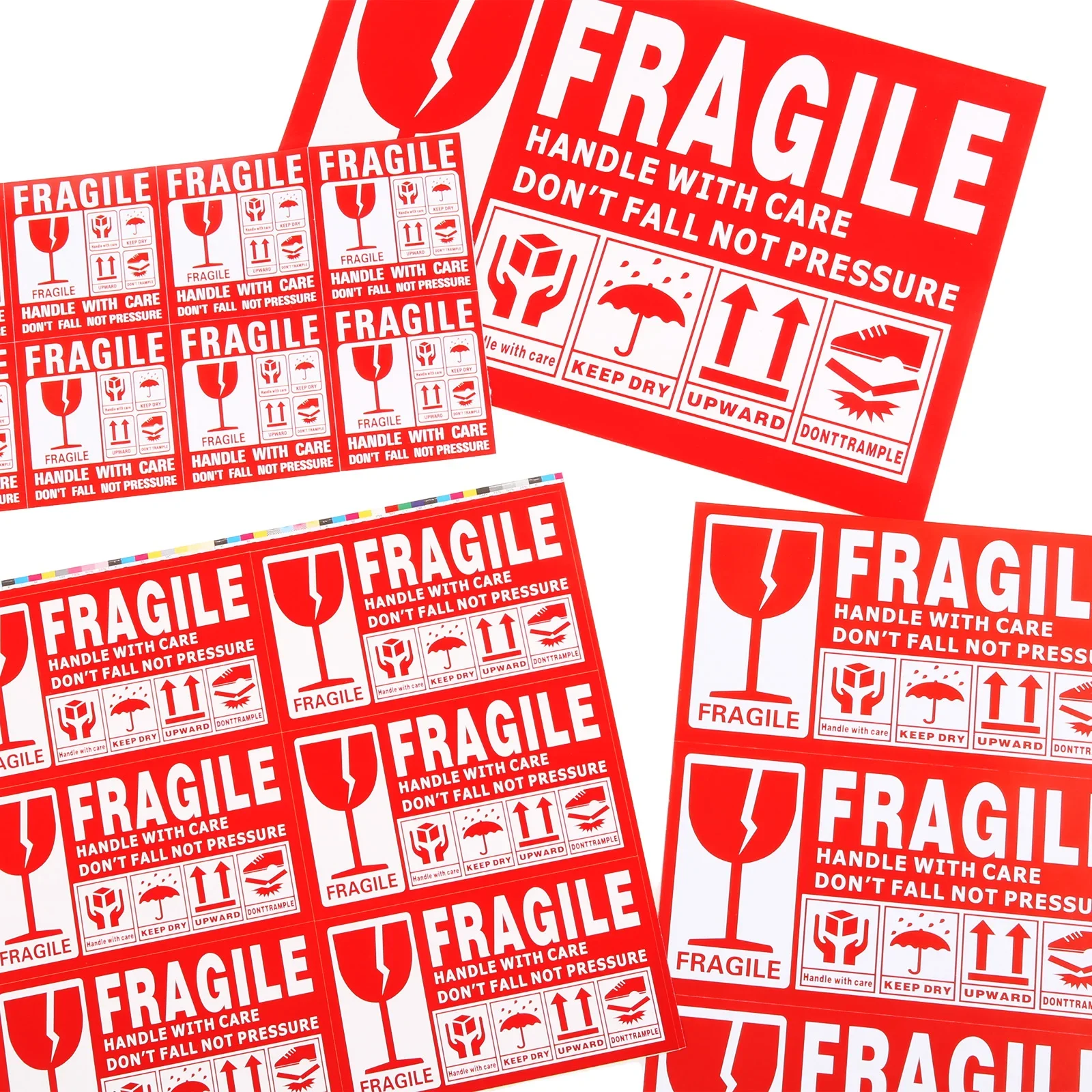 50pcs Fragile Warning Label Stickers Logistics Accessories Hazard Goods Handle With Care Warning Labels Express Label Adhesive