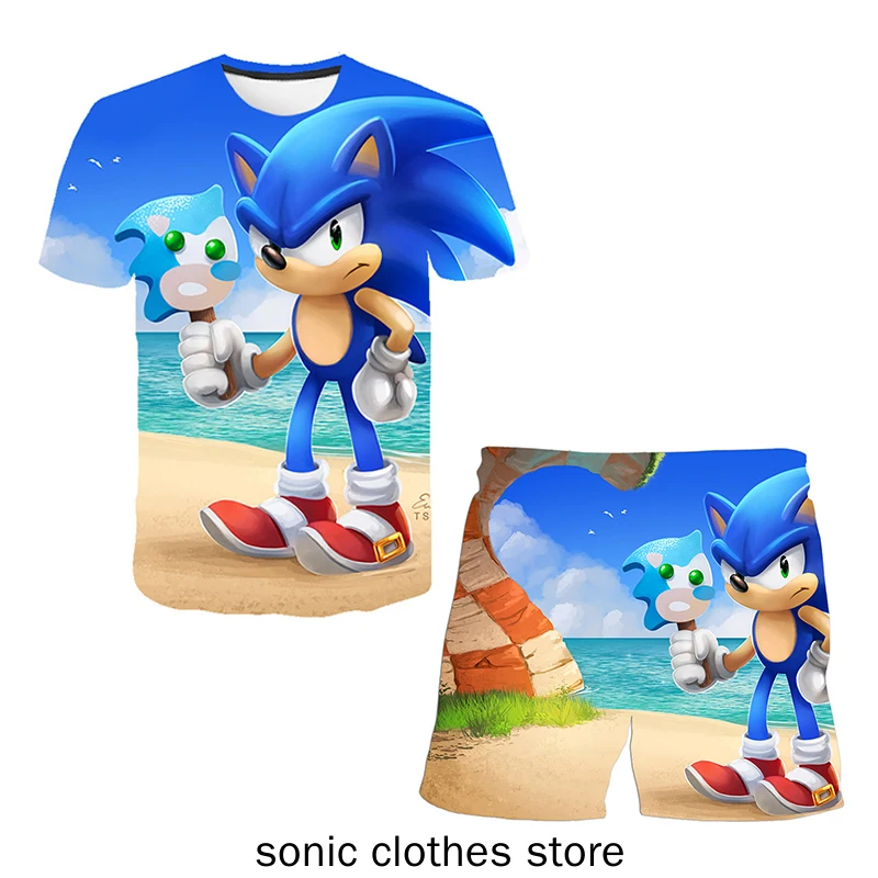 Meninos e meninas Tshirt Verão 3-13t Sonic Suit Meninos 3d Imprimir Sonic  Crianças Short-sleeved T-shirts Terno Padrão - AliExpress