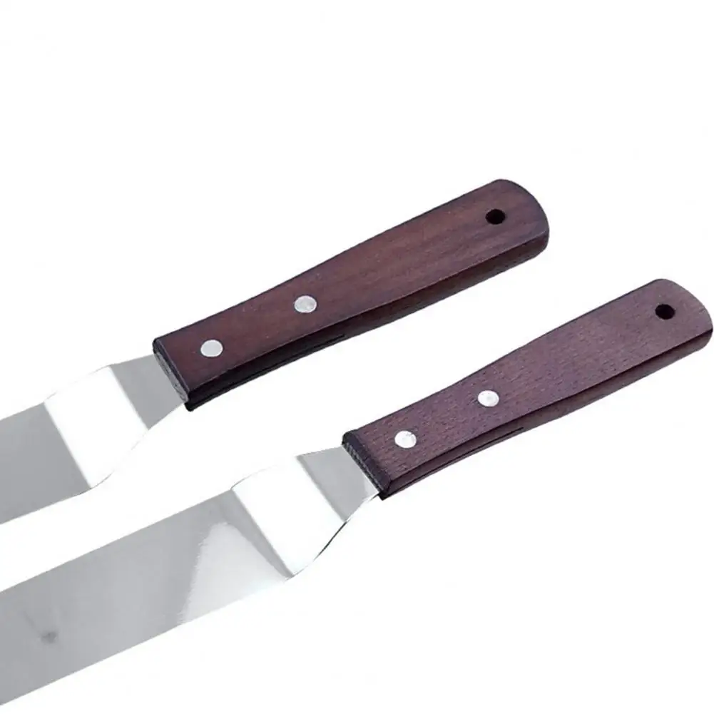 Food Grade Cake Spatula Professional Stainless Steel Cake Spatula Set with Wooden Handle Food Grade Cream Jam for Baking