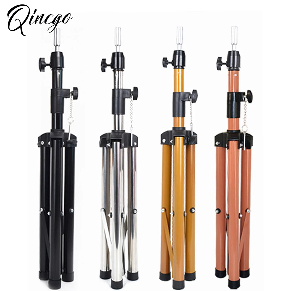 다채로운 훈련 마네킹 머리, 캔버스 블록 머리 디스플레이 헤어 스타일링 마네킹 머리 가발 스탠드 가발 머리, 1 개 10 실버 가발 헤드 삼각대 스탠드 알루미늄 가발 헤드 클램프 홀더, 조절식 화장품 마네킹 헤드 삼각대, 130cm