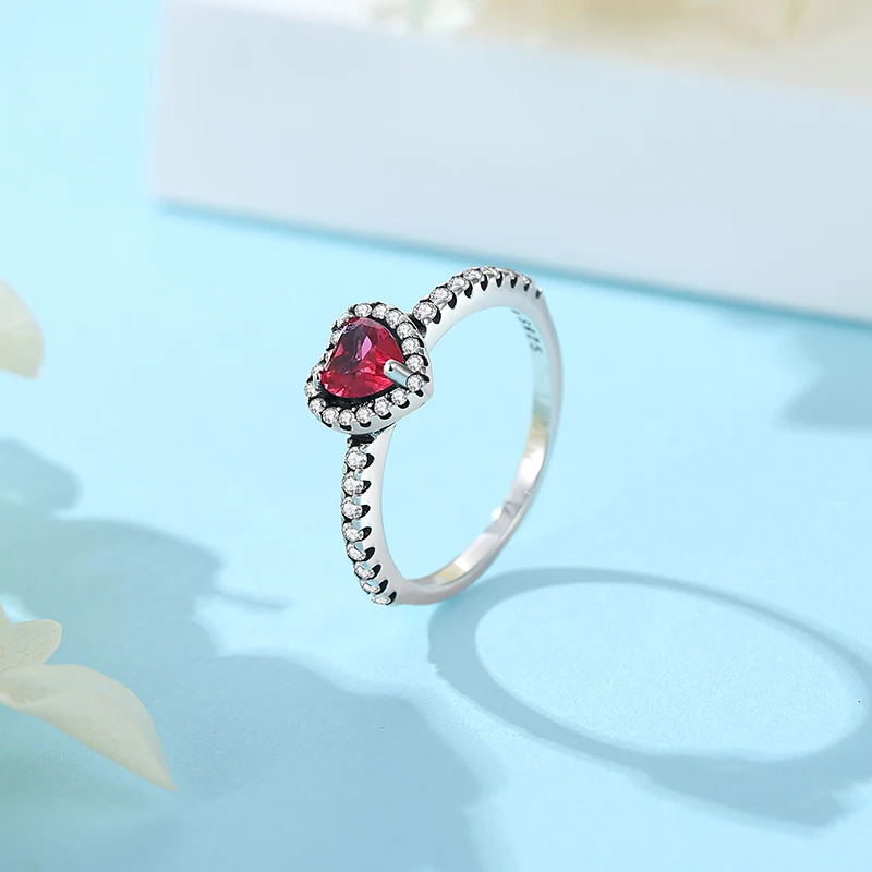 Silver rings 925 Sterling Silver Rings For Women Love Heart Engagement Wedding Stackable Crystals Ring Rose Gold Luxury Jewelry Gift