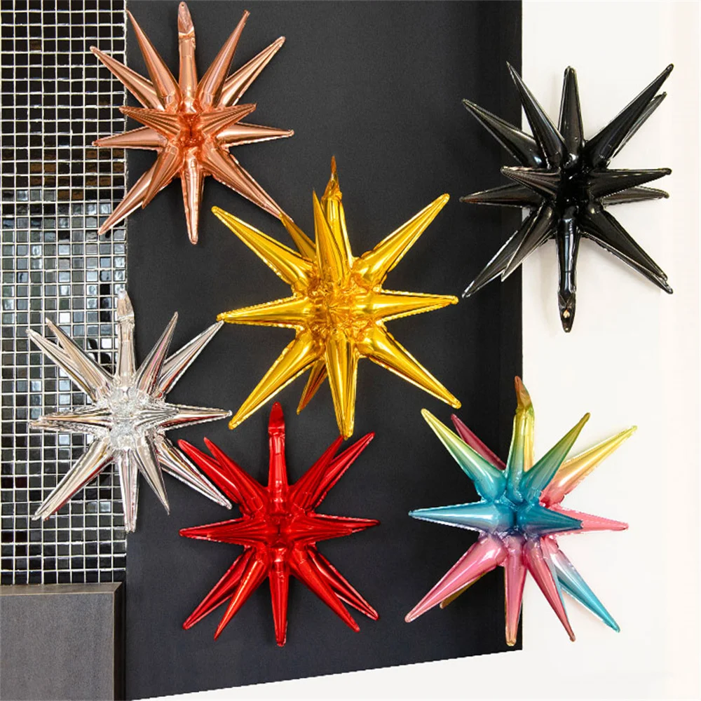 

5Pcs 3D Standing Explosion Star Balloons Christmas Decorations Star Water Drop Cone Foil Balloon Birthday Wedding Decoration