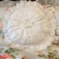 Romantic White lace back cushion round pumpkin cushion backrest heart shaped throw pillow 1