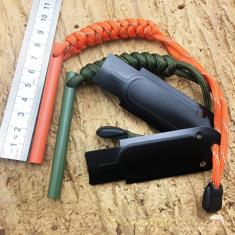 Colored 8 * 80mm outdoor Camping Survival Tool Kits EDC Gear fire and survival whistle strong blade 7-core umbrella rope outdoor original survival ignition tool fire suit meteorite fire tool outdoor camp survival fire flint traditional fire tools