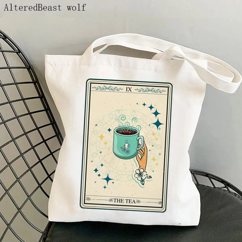 Women Shopper bag magic WITCH Book of Spells Tarot card witchy Bag Harajuku Canvas Shopper Bag girl handbag Shoulder Lady Bag