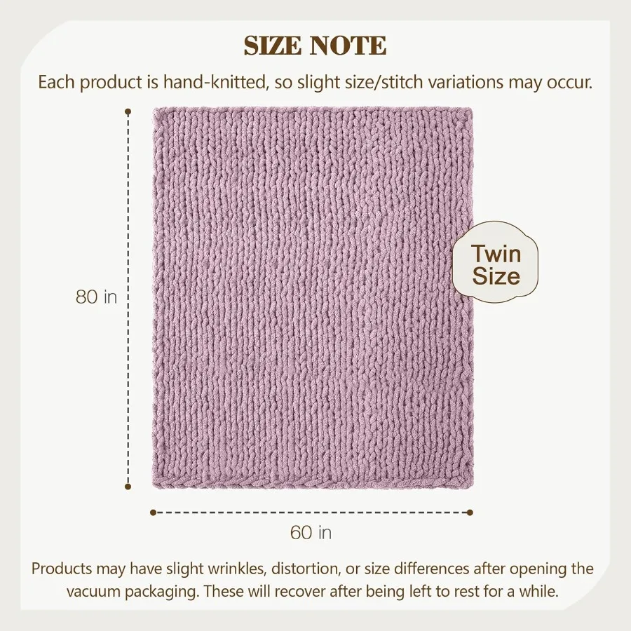 Chunky Knit Throw Blanket 60 X 80 Twin Size 100 Hand Made Large Chenille Loop Yarn Soft Fluffy Throws for Couch Sofa Bed Big Cr