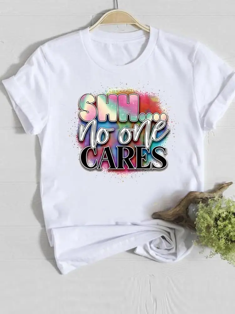 

Print T Clothing Casual Clothes Female T-shirts Watercolor Cute Letter Short Sleeve Fashion Women Ladies Graphic Tee