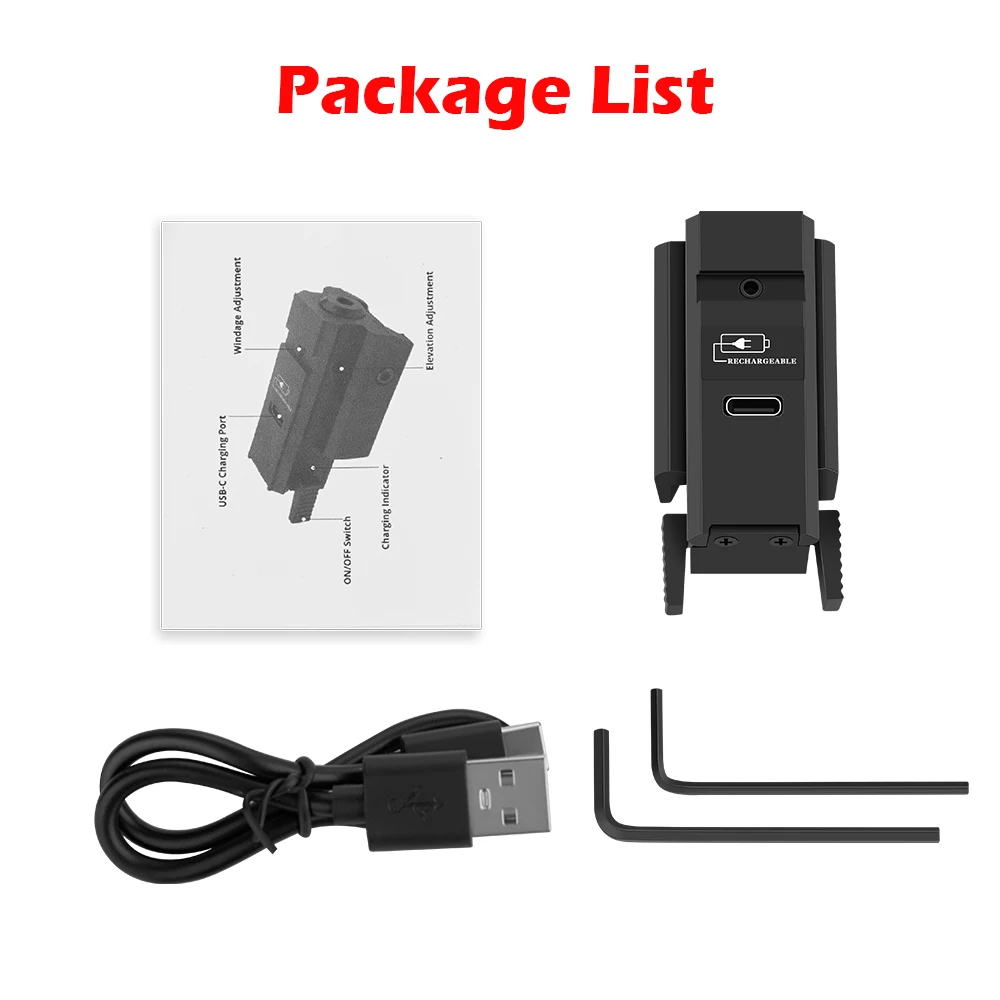 Red Dot Laser Sight Laser Sight USB Charging Hunting Gun Laser Sight Red Green Dot Laser for 11mm/20mm Picatinny Weaver Rail Glock Pistol Handgun Aiming