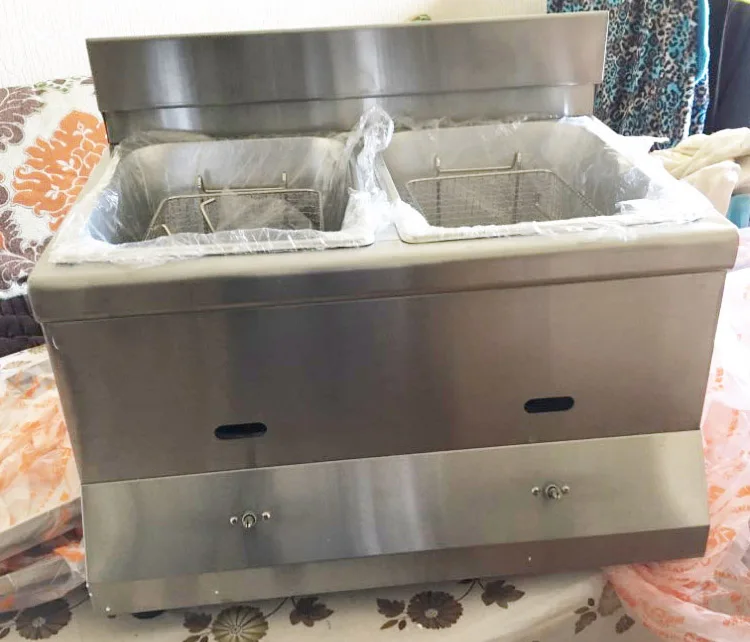 11L LPG Natural 2 Tank Gas Fryer, Hot Selling Potato French Fries Chips Fryer Gas Frying Machine