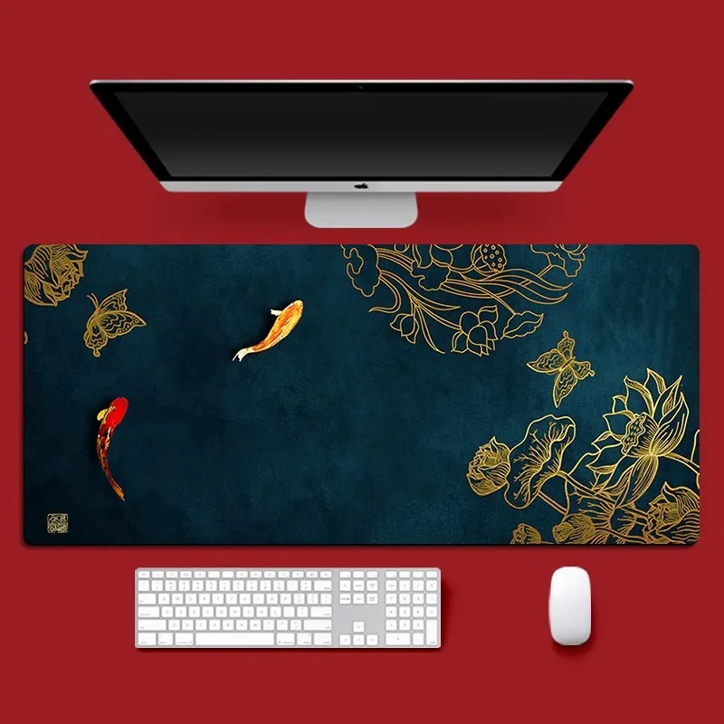 JapaneseDeskMatGreen&GoldMousepadKoiFishSunCloudJapanArtSealSunriseDarkSunsetLargeXXLMousePadGamingDeskmat-AliExpress