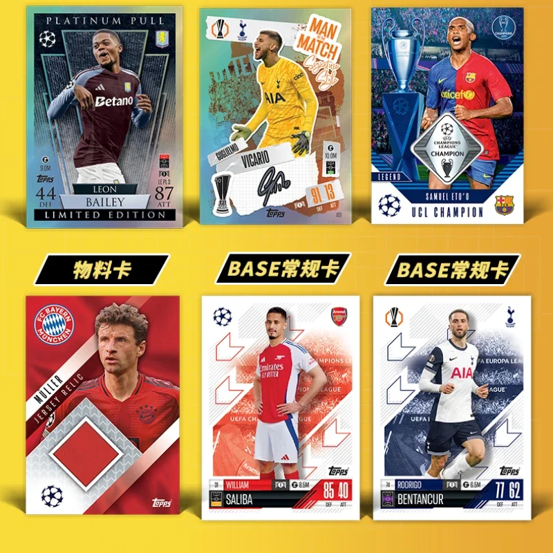 Collectible Cards Football Trading Cards TOPPS Soccer Star Card TOPPS MATCH ATTAX European Championship Football Star Collection Card Large Iron Box Fans Gift