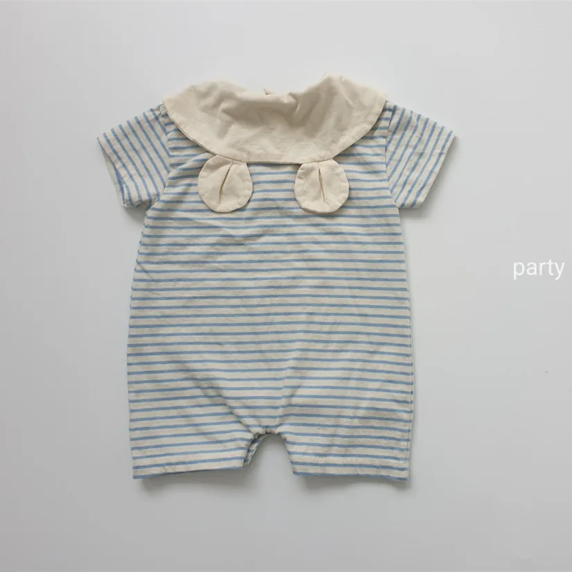 customised baby bodysuits 2022 Summer New Baby Short Sleeve Striped Romper Newborn Infant Loose Casual Clothes Cotton Baby Toddler Boy Girl Jumpsuit 0-24M carters baby bodysuits	