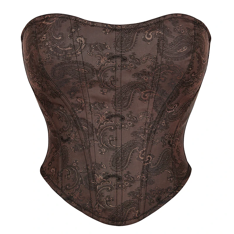 

Vintage Tube Crop Top Corset Back Zip Female Medieval Bustier Top Waist Bauques
