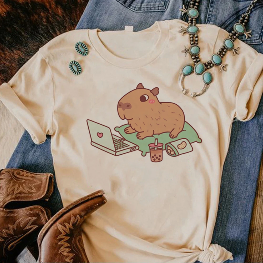 

Capybara tshirt women Japanese manga harajuku t shirt female Japanese comic funny clothes