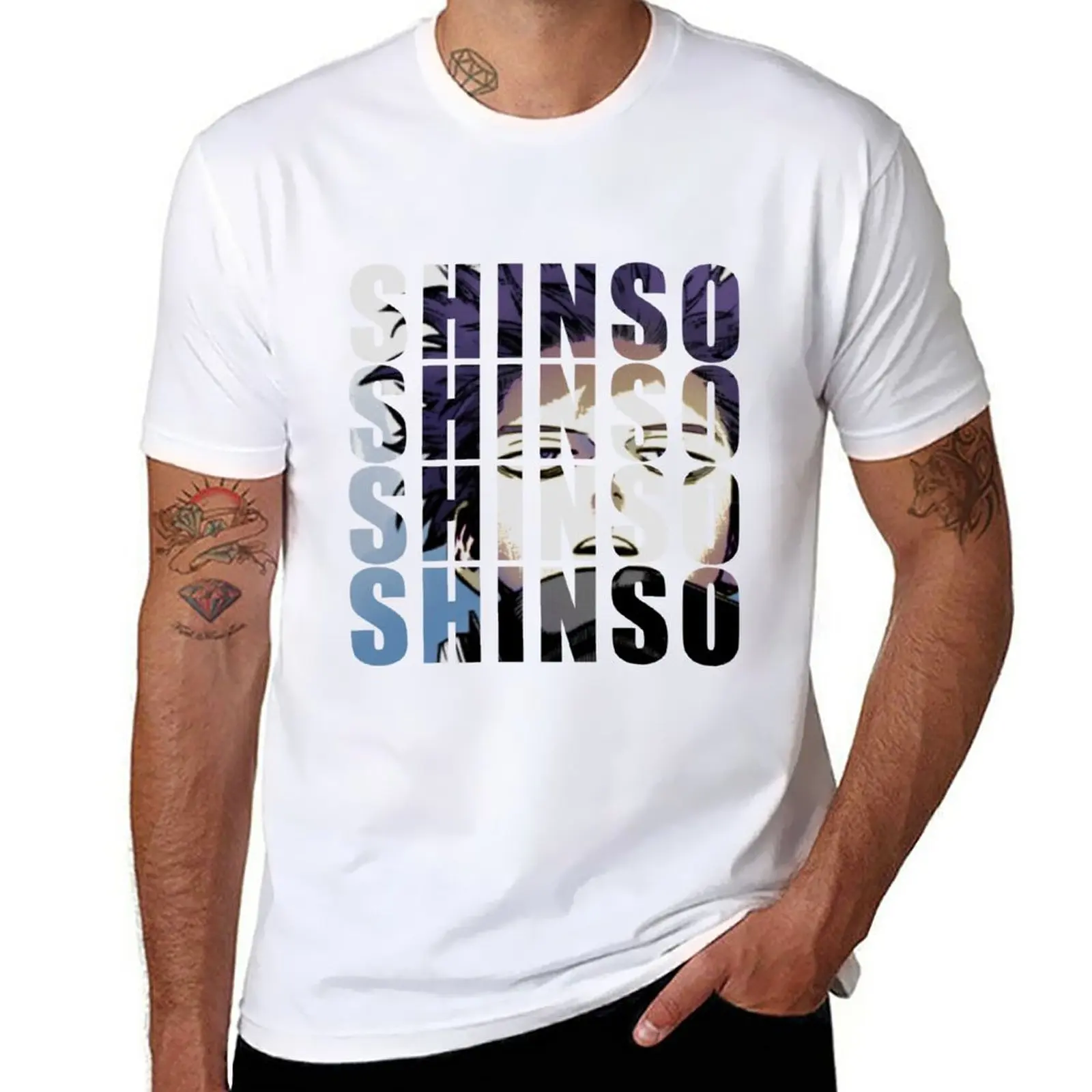 

Shinso ft. Impact Font T-Shirt tops boys whites oversizeds Men's t-shirts