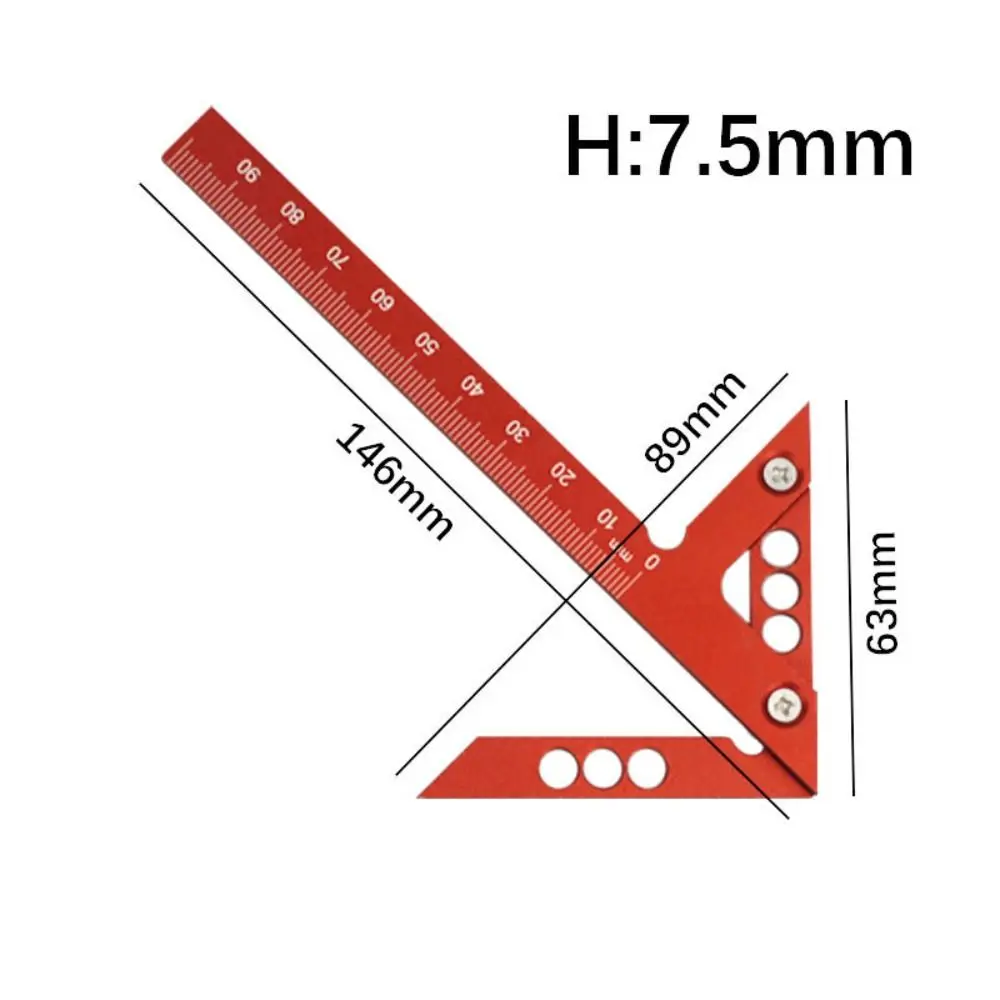 Durable Aluminum Woodworking Circle Center Scribe 45/90° Portable Right Angle Line Gauge Carpenter Ruler Wood Measuring Tool