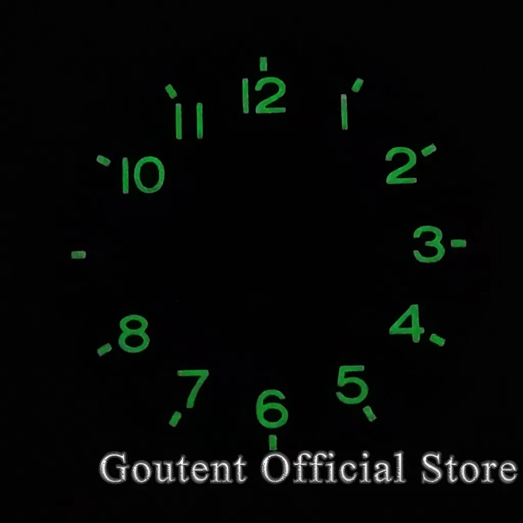 38.9mm Black Watch Dial Green Luminous Fit ETA 6497 ST36 Men's Watch Face Goutent