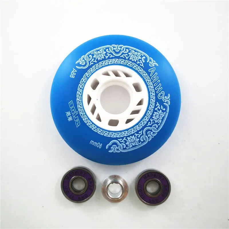 Inline Skate Wheels 8pcs 88A With ILQ-11 Bearing 80/76mm Braking Slalom Free Skating Sliding Roller For SEBA Patines Tires